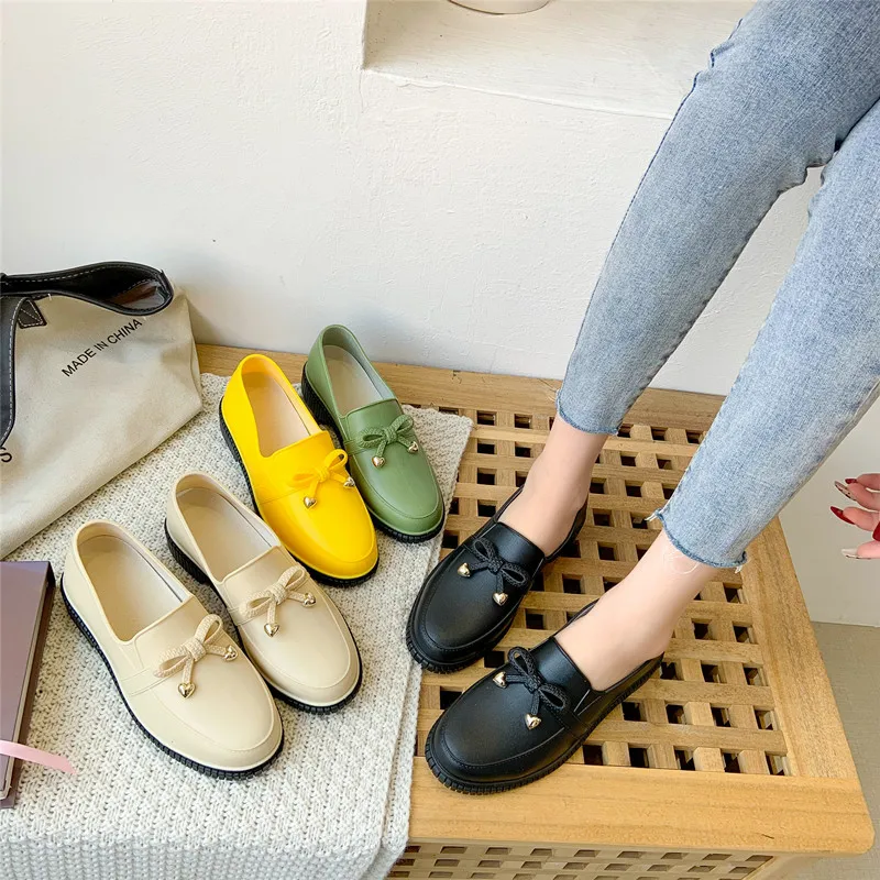 Spring Fashion All-Match PVC Rain Boots Women\'s Low-Cut Thick-Soled Water Shoes Non-Slip Rubber Shoes Ladies Waterproof Shoes