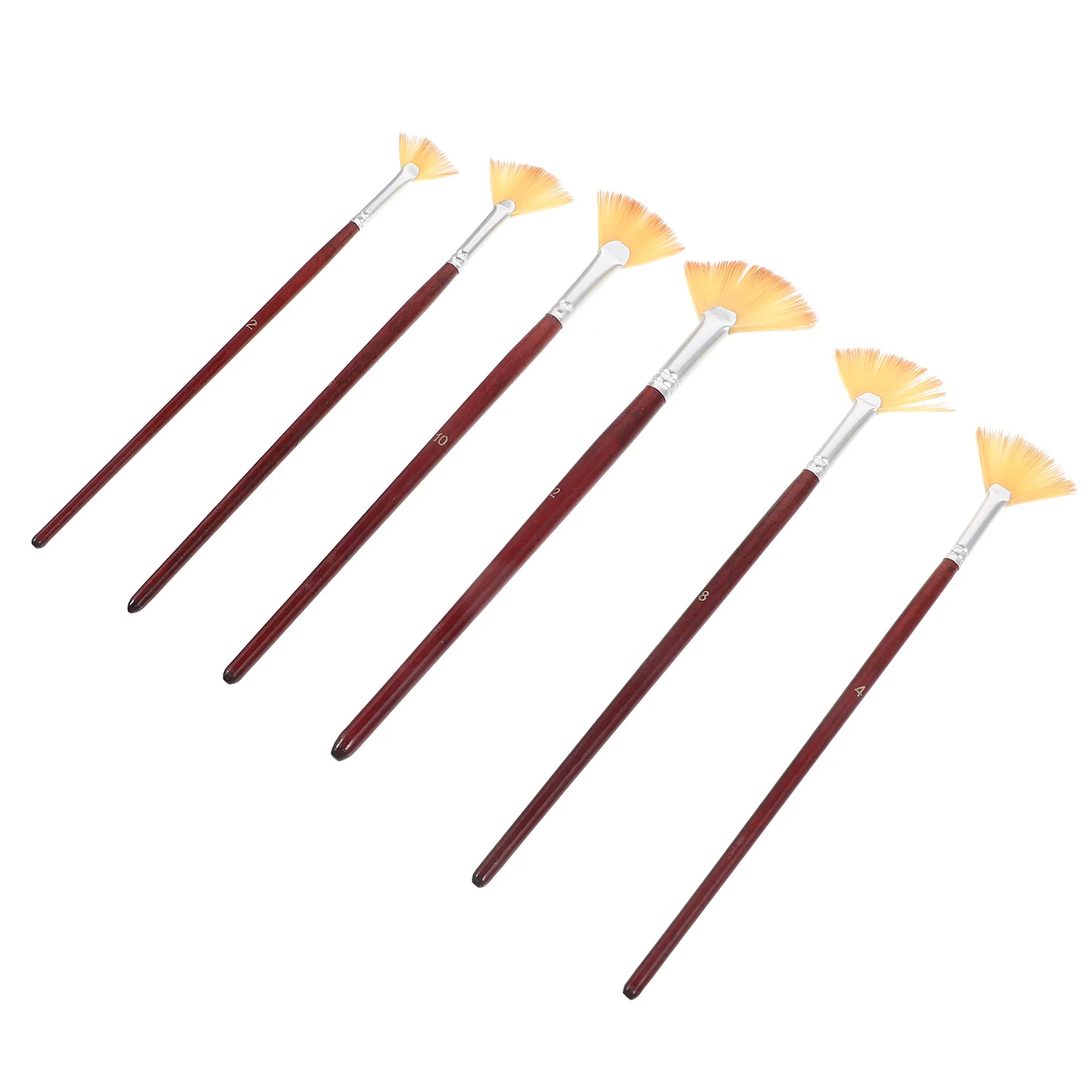 6 Buah Set Kuas Cat Bentuk Kipas Bulu Nilon Kuas Cat Air Portabel Tahan Aus untuk Seniman Pelajar Remaja Melukis Sehari-hari