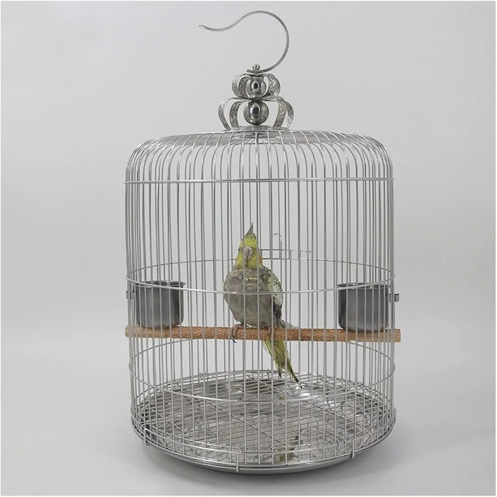 

Bird Supplies Stainless Steel Birdcage Large Round Starling Black Phoenix Peony Villa Parrot Cage for Parakeets, Parrotlets, Fin