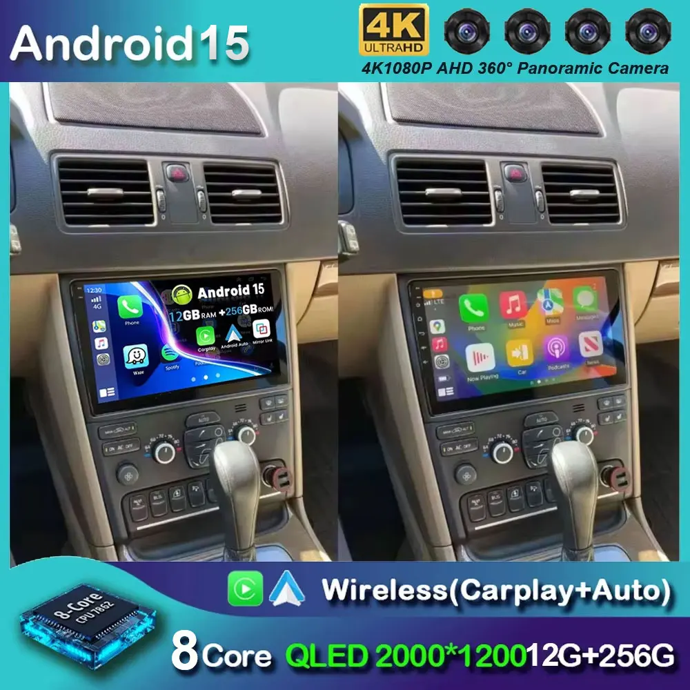 For Volvo XC90 2004-2014 Android 15 Car Radio Multimedia Video Player Navigation Stereo GPS Octa Core 2 Din 360 Camera 5G WIFE