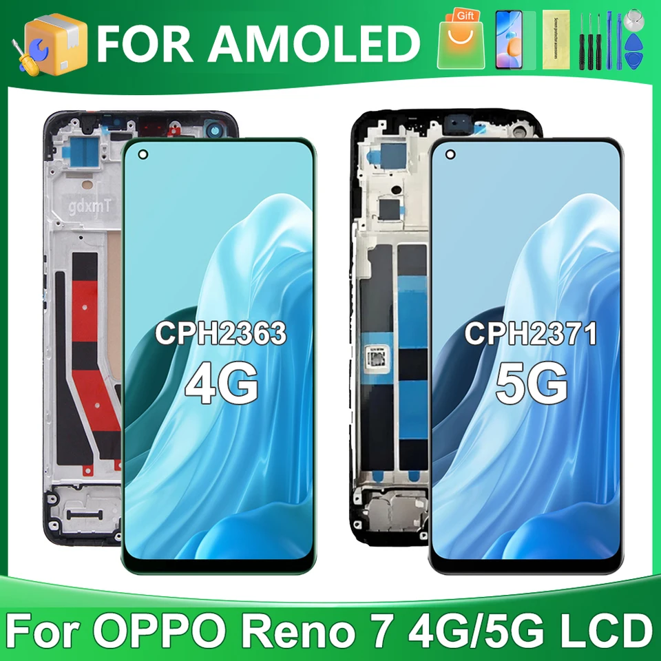 6.43''For AMOLED For OPPO Reno7 4G CPH2363 Reno 7 5G CPH2371 LCD