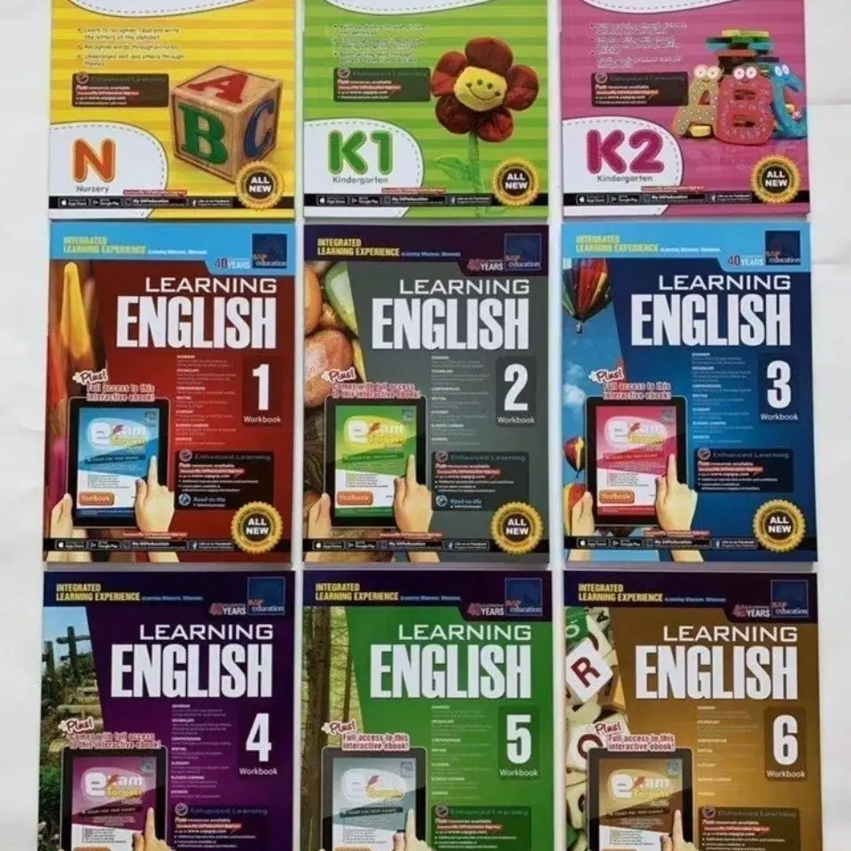 

9 Books/Set New Primary School Grade 1-6 English Teaching Supplement Singapore English Workbook Learning English Hot Textbook