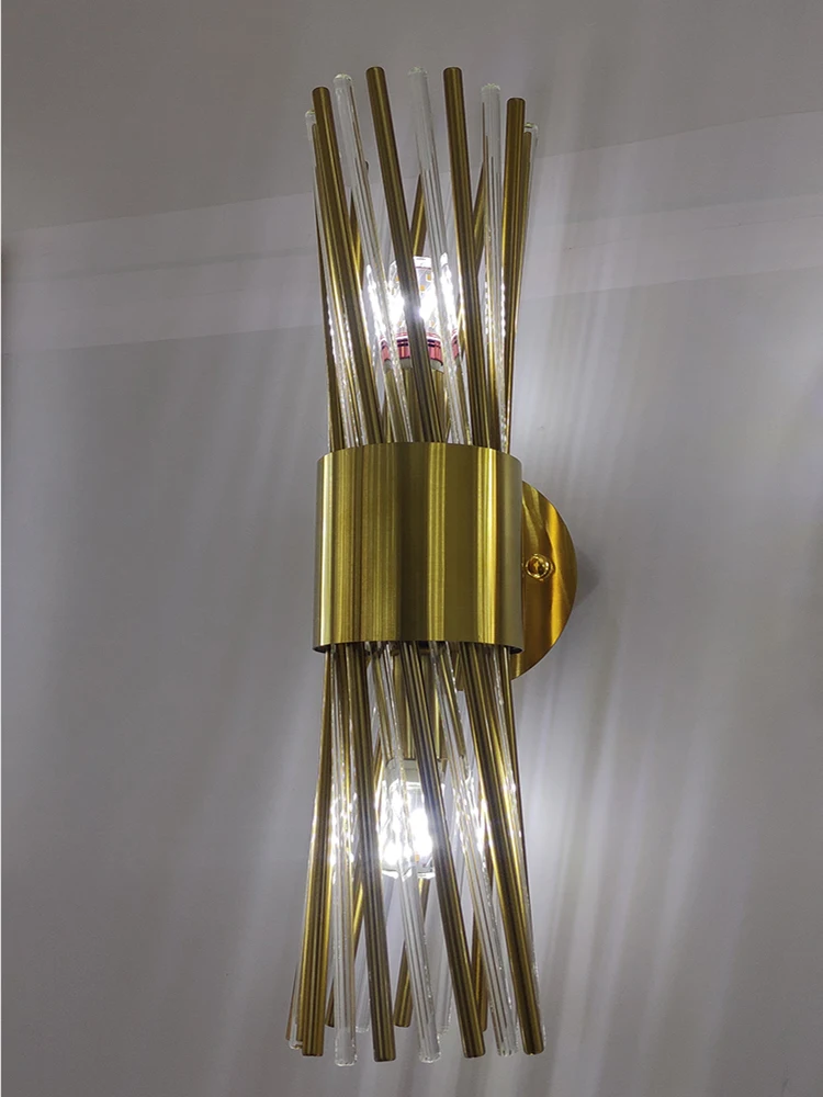 

LED Wall Lamp E14 Bulb Electroplated Stainless Steel Clean Glass Foyer Bedroom Hallway Dining Room Gold Luxury Art Wall Lamp