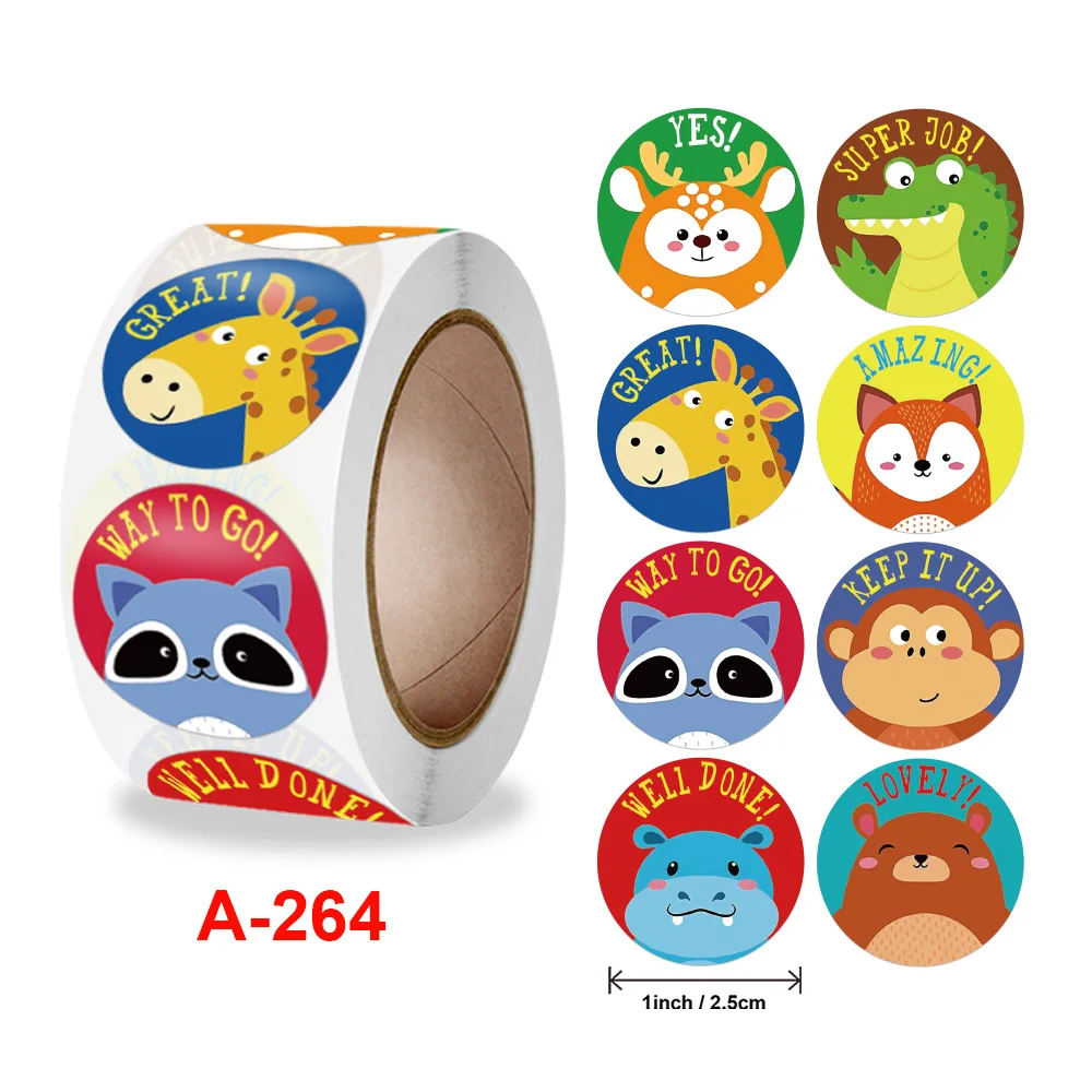 500pcs 2.5cm/1inch Cartoon Animal Children Cute Toy Game Sticker DIY Gift Sealing Cat Sheep Dog Beer Label Decoration Supply