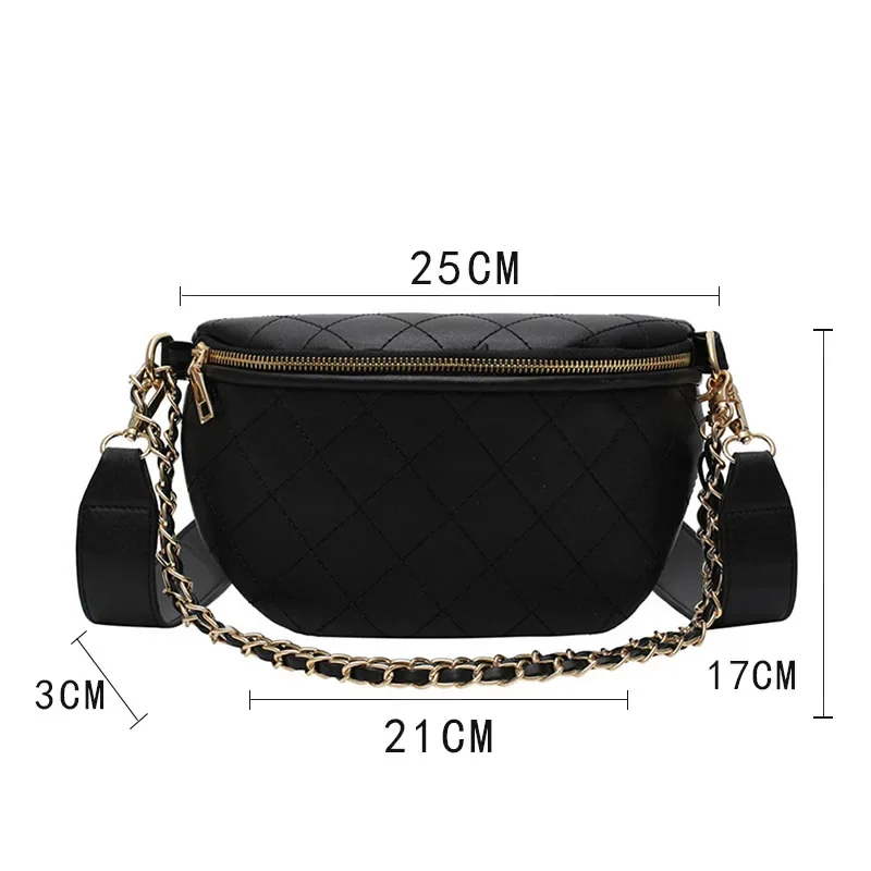 Chain Waist Bags Women Leather Belt Bags Female Fanny Pack High-quality Zipper Chest packs Luxury Brand Banana Bags Phone pocket