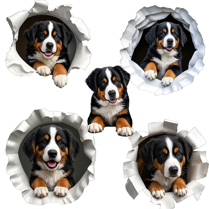 Three Ratels CG187 lovely 3D Swiss Bernese Dog Animal Stickers for Home Decoration Waterproof Car decals