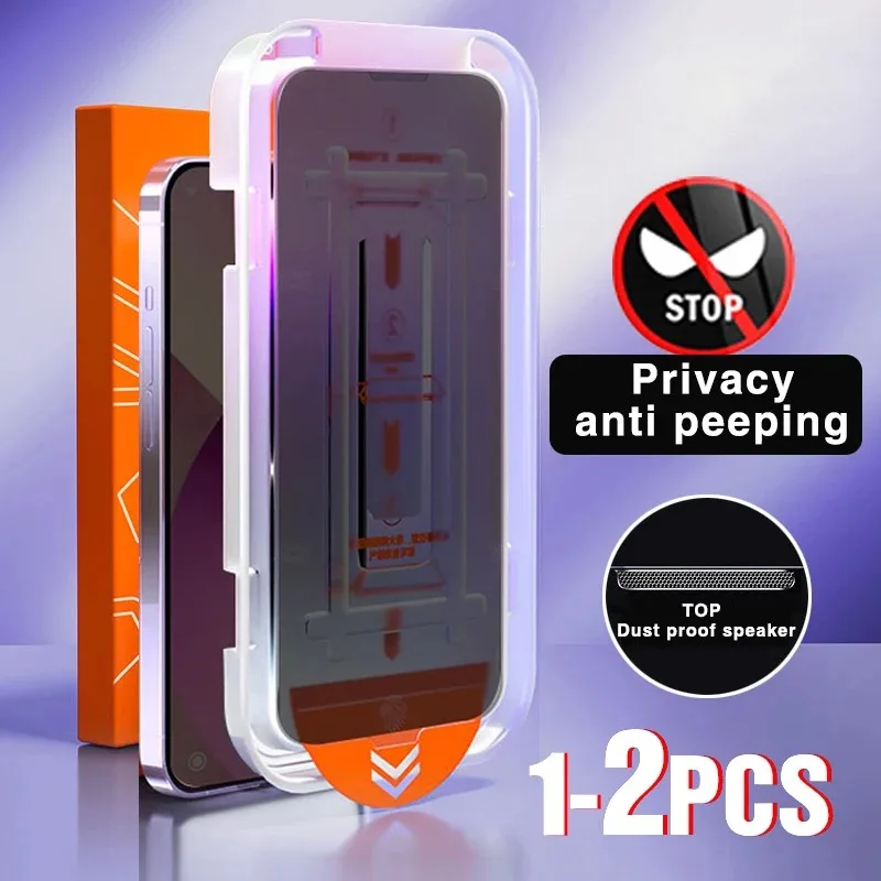 Dust Removal Kit Privacy Anti-Spy Tempered Glass For iPhone 16 15 14 13 12 mini 11 Pro X XS Max XR Plus Clear Screen Protector