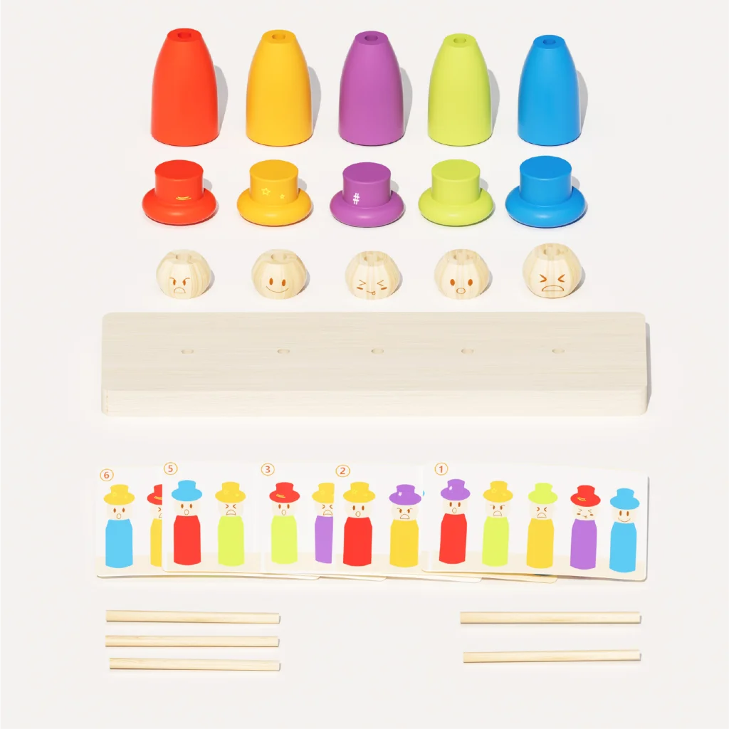 Passende Puppen aus Holz, pädagogisches Lernspielzeug, mehrfarbiges Stapelset mit Ausdruck für kleine Puppen, geeignet als Weihnachtsgeschenke für Jungen und Mädchen