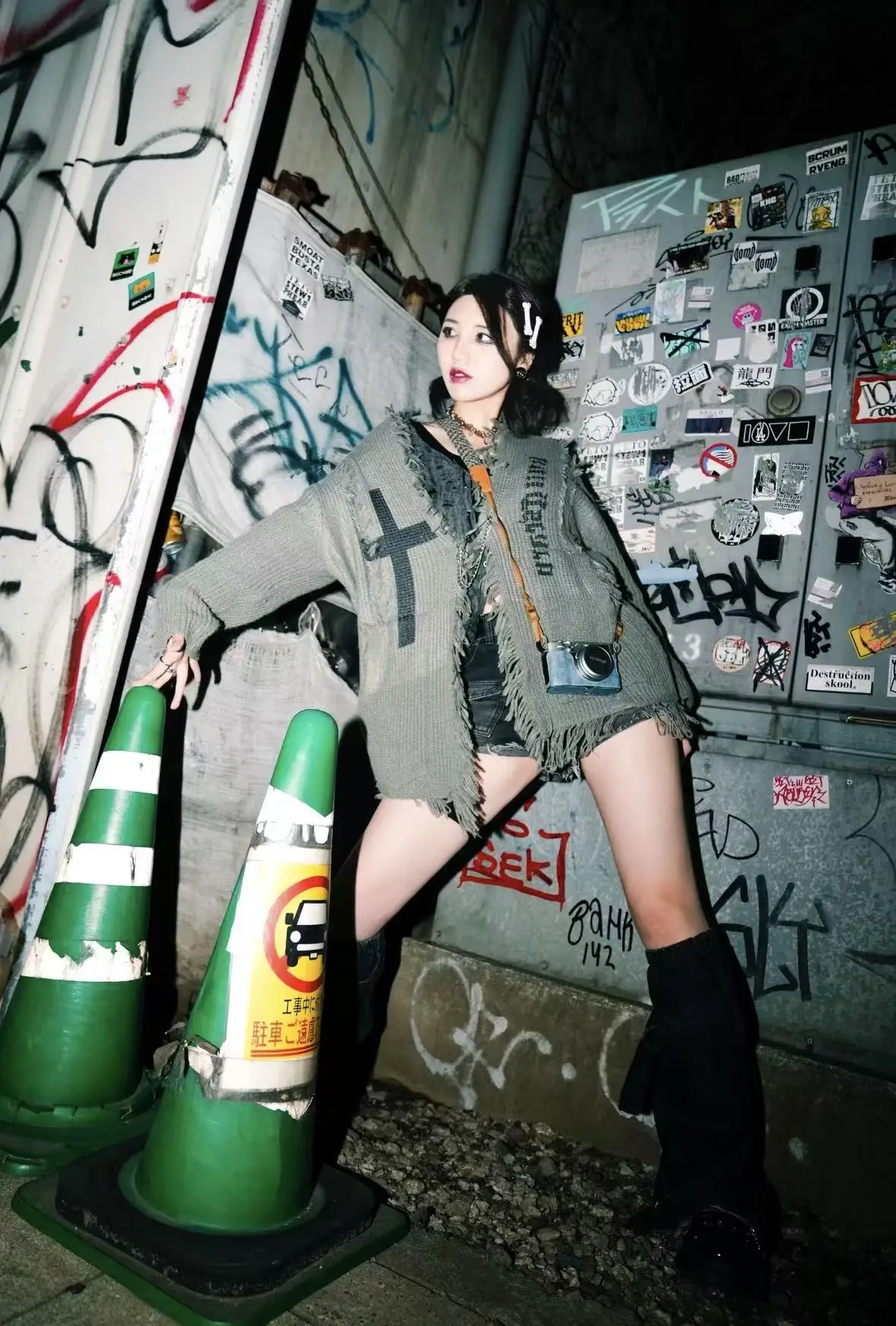 Subculture Punk Gothic Cardigan Women Vintage Grunge Loose Thin Knitted Sweaters Coats Y2k Streetwear Harajuku Gothic Tops Chic