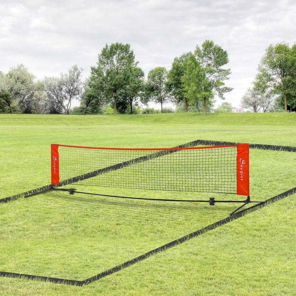 Ye Soozier 10ft Portable Soccer Tennis/Pickleball/Badminton/Mini Tennis Net w/ Sideline for Training, Red, with Included Storage Bag