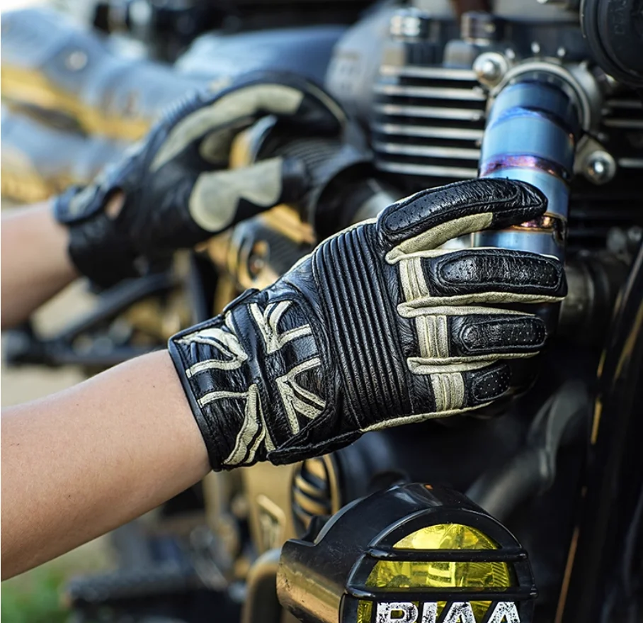 

Uglybros Retro Genuine Leather Motorcycle Gloves Unisex Outdoor Riding Protective Motocross Driving Gloves Touch Screen