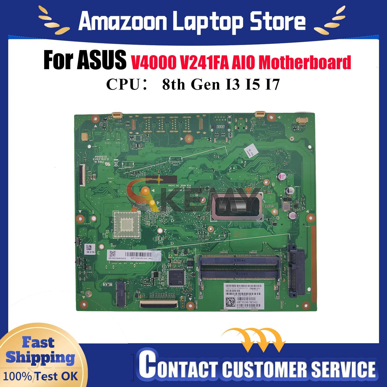 

V241FA Motherboard For ASUS Vivo AiO V241F V4000 V241FA V241FF Mainboard With I3 I5 I7 CPU 100% tests OK fast shipping stk
