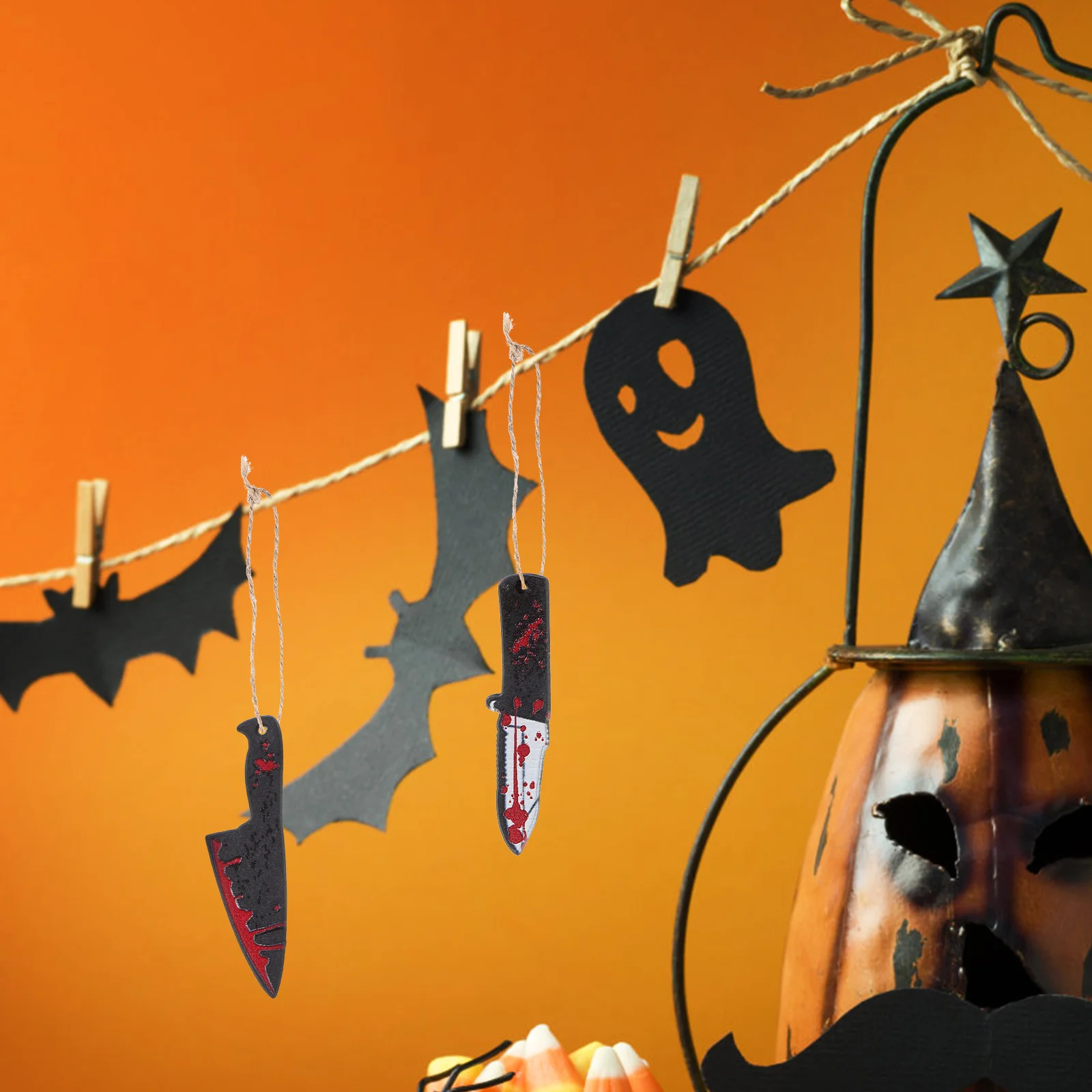 

24Pcs Halloween Miniature Knife Decorations Durable Resin Props Party Ornaments Micro Landscape Adornments
