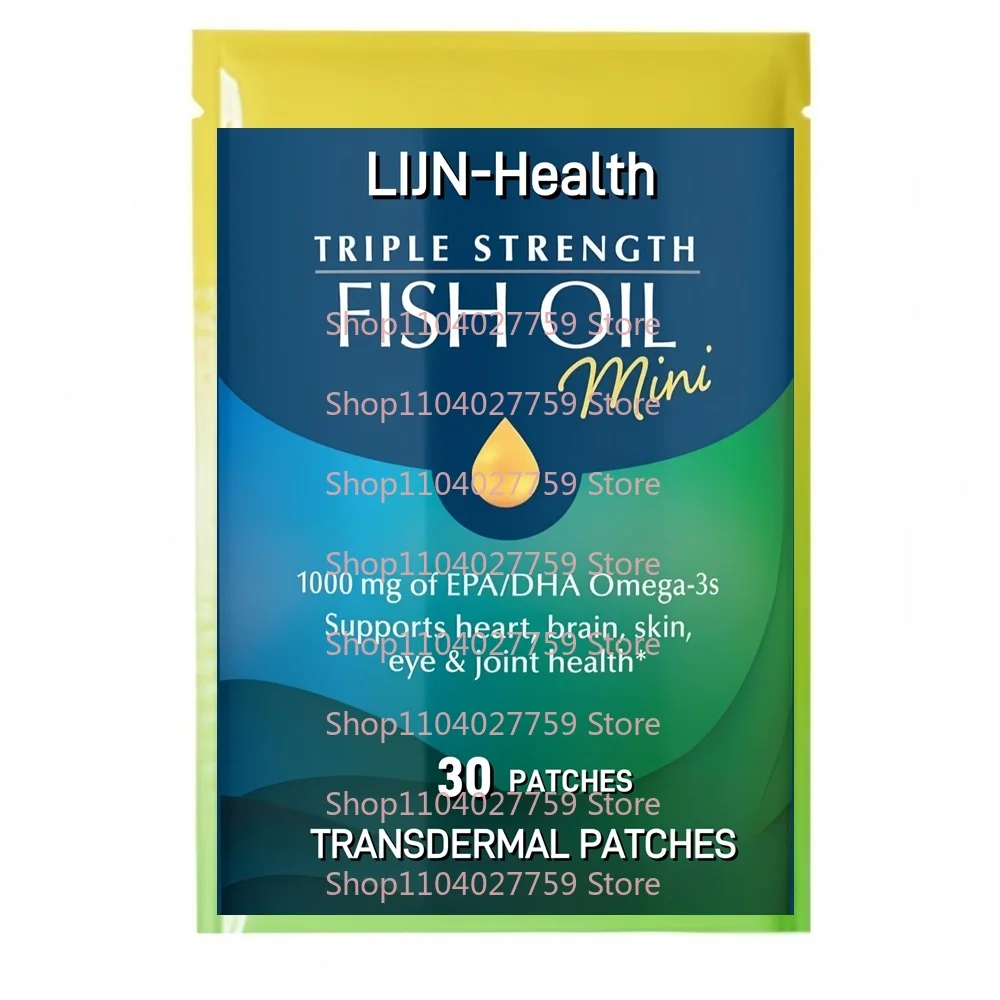 

30 Patches Fish Oil Mini Transdermal Patches with EPA and DHA, Supports Heart, Brain, Skin, Eye and Joint Health