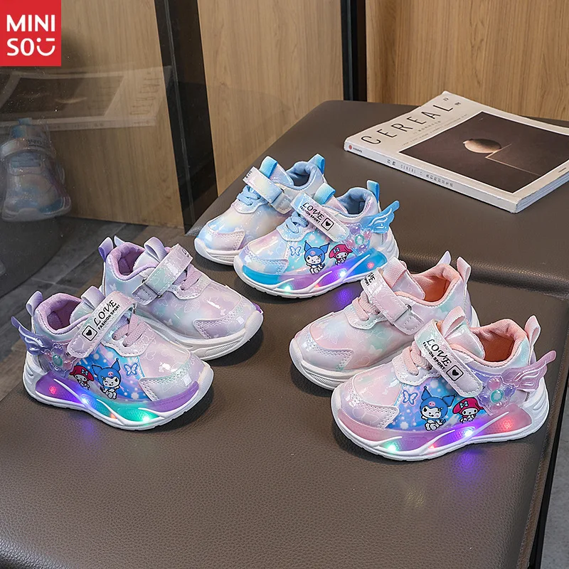 أحذية رياضية كارتونية للأطفال من Miniso 2025، أحذية جلدية مقاومة للماء شبكية قابلة للتنفس مع نعل ناعم من الفيلكرو #4