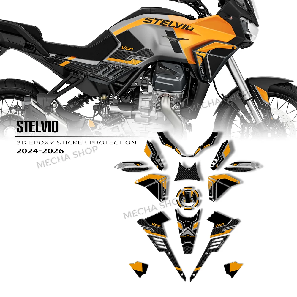 For Moto Guzzi Stelvio V100 2024 Handguard Shield Sticker Motorcycle Hand Guard Decal protector Tank Mat Kit