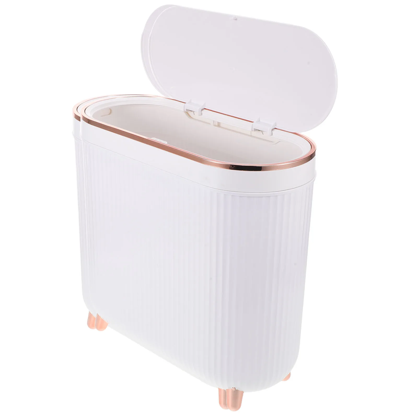 

12L Trash Can with Lid Bathroom Garbage Bin Slim Build for Tight Spaces Contemporary Style Odor-Sealing Design Home Office