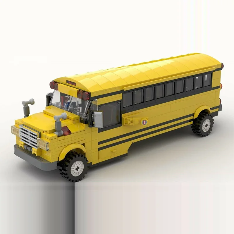 City Car Model MOC Building Bricks School Passenger Service Bus Modular Technology Children Holiday Gifts Assemble Toys Suit
