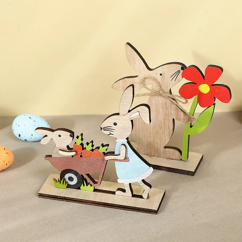 Lapin debout en bois pour la décoration de la maison, lapin mignon, bricolage, cadeau de fête pour enfants, printemps, nouveau