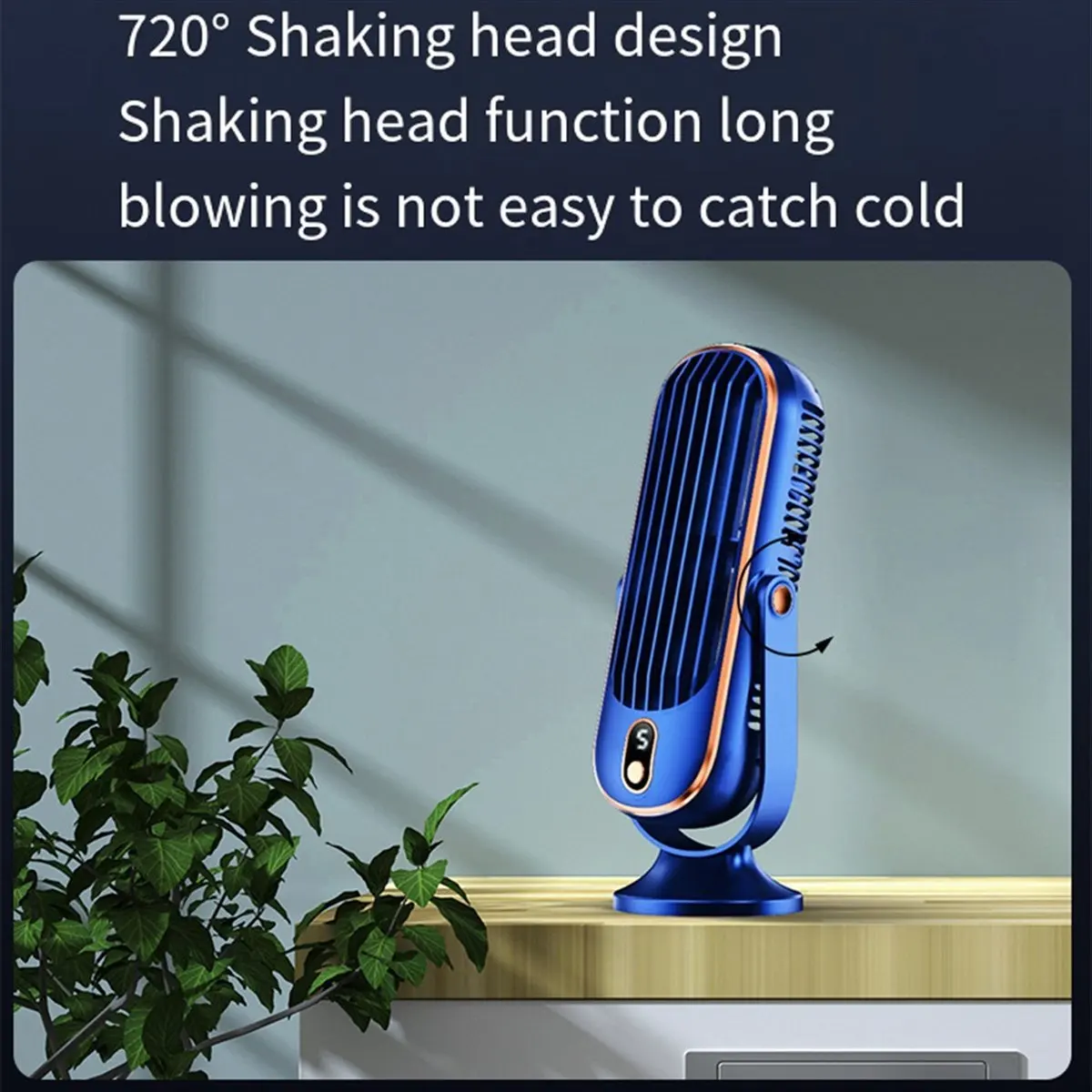 [T80C]720° Flippable Bladeless Tower Fan, Oscillating Silent Fan with 5 Modes, Efficient for Bedroom Blue
