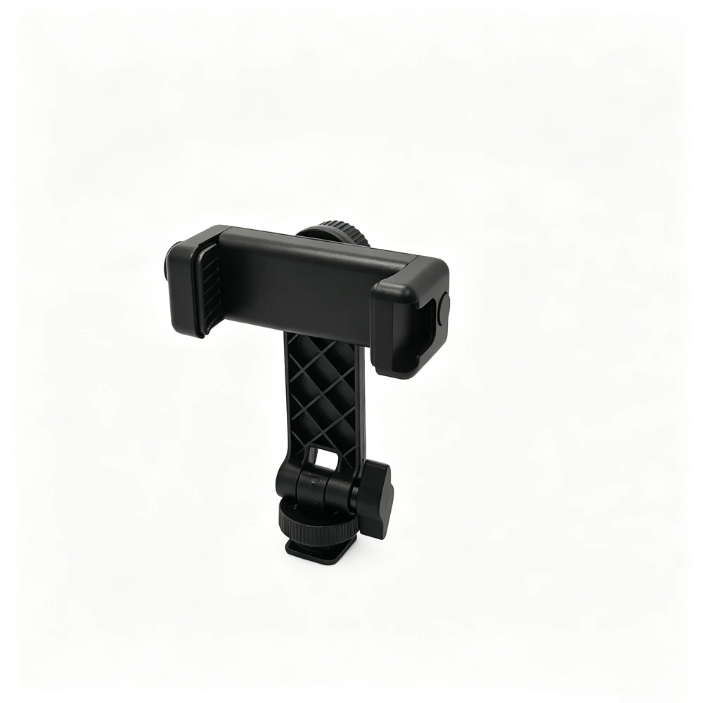 Universal Phone Holder with Hot Shoe Mount 360 Degree Rotatable Phone Clamp with Cold Shoe 1/4 Screw for Camera Tripod Vlogging