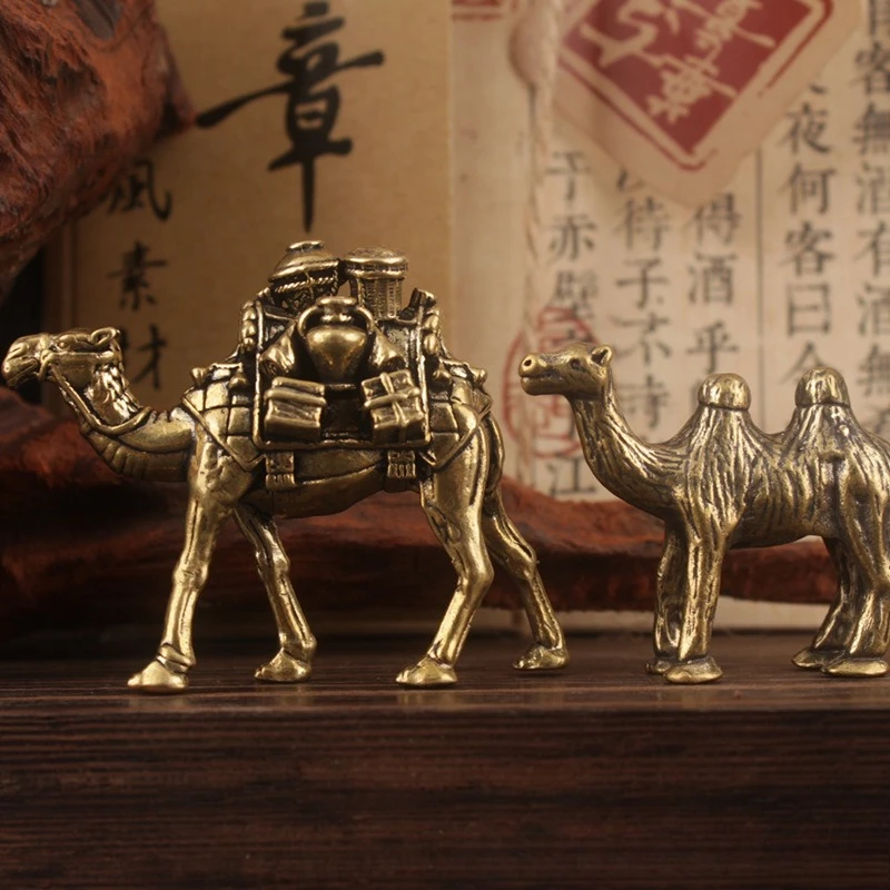 Statue de chameau en laiton Vintage, ornements de bureau, décorations pour la maison, artisanat, Figurines d'animaux lourds et mignons, accessoires miniatures