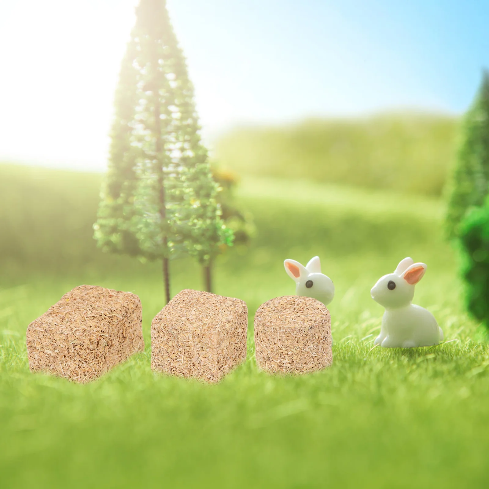 

12 Pcs The Sign Haystack Model Straw Bales Decor Wood Artificial Scene Ornament