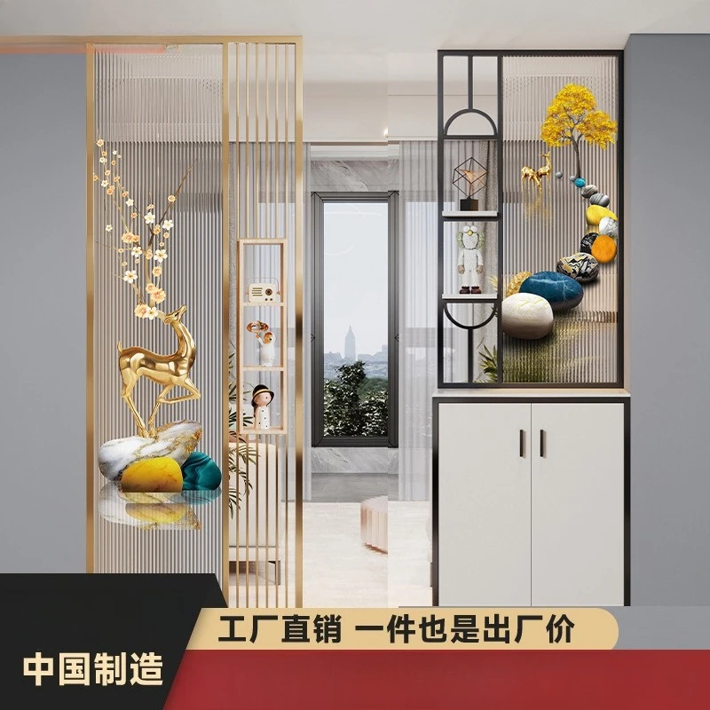 Living Room Changhong Tempered Glass Art Painting Screen Partition, Light Luxury, Modern Simplicity, Entrance, Foyer Cabinet
