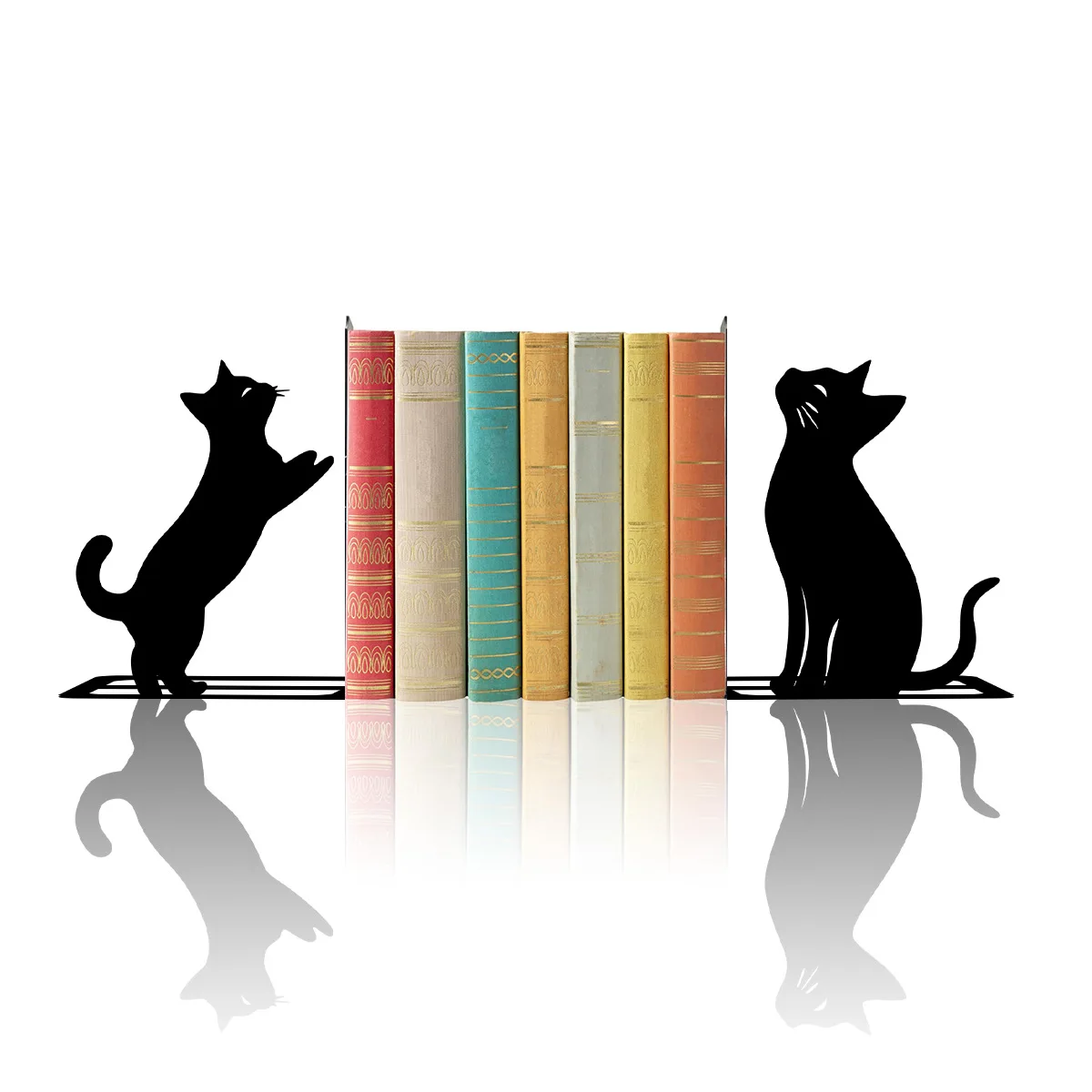 Cute Cat Bookends Aesthetic Desk Decor L Shape Book Holder for Kids Room Office Study Shelf Organizer Home Decoration Gift