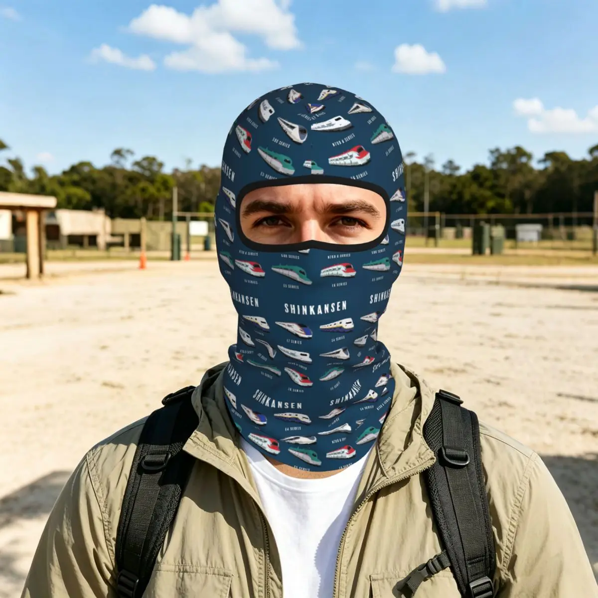 Japanese Shinkansen Bullet Trains Breathable Thin Balaclava Full Face Mask Sun Protection Neck Gaiter For Motorcycle Cycling