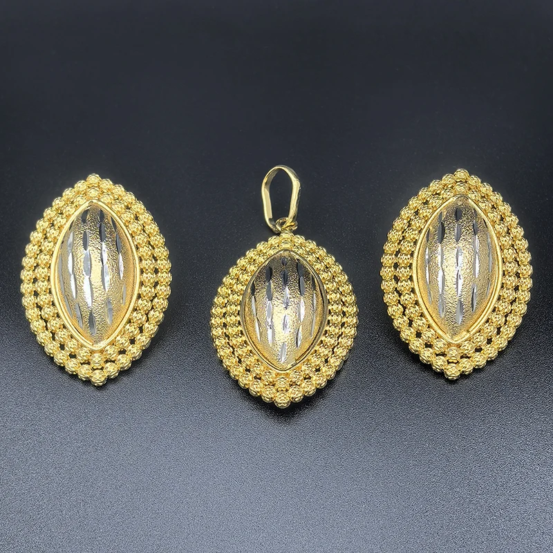 Dubai Necklace Earrings Geometric African Beads Pendant Wedding Jewelry Sets Gift Trendy Party Engagement