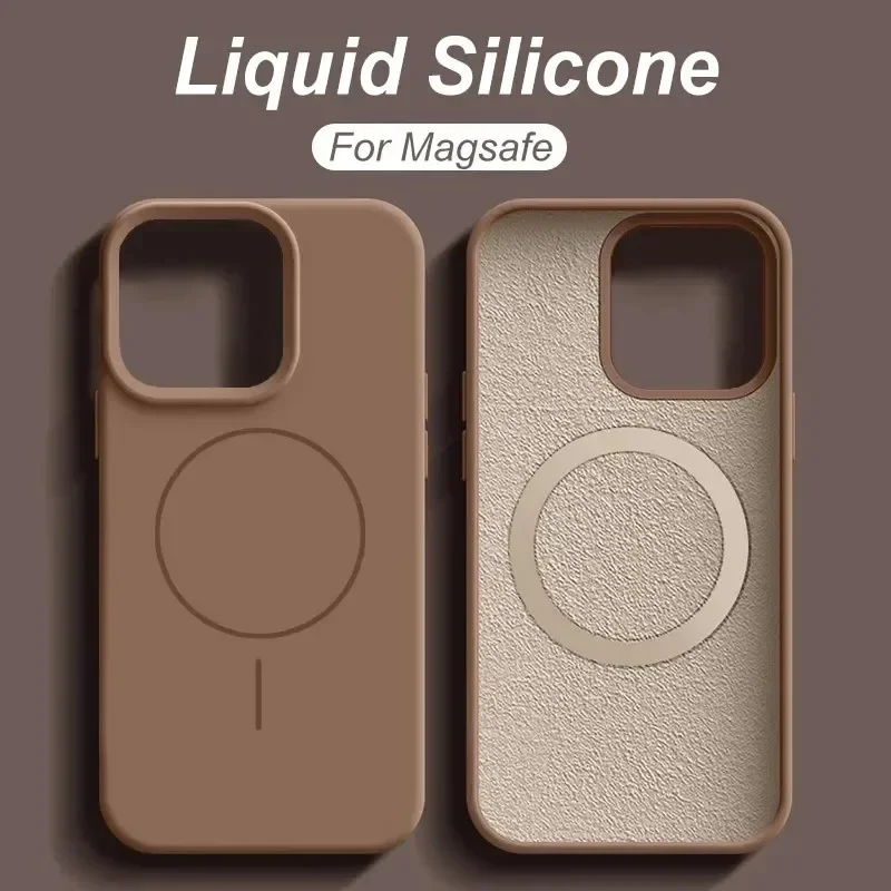 Liquid Silicone Phone Case For iPhone 16 15 14 13 12 11 Pro Max Plus Magnetic Wireless Charger For Magsafe Shockproof Back Cover