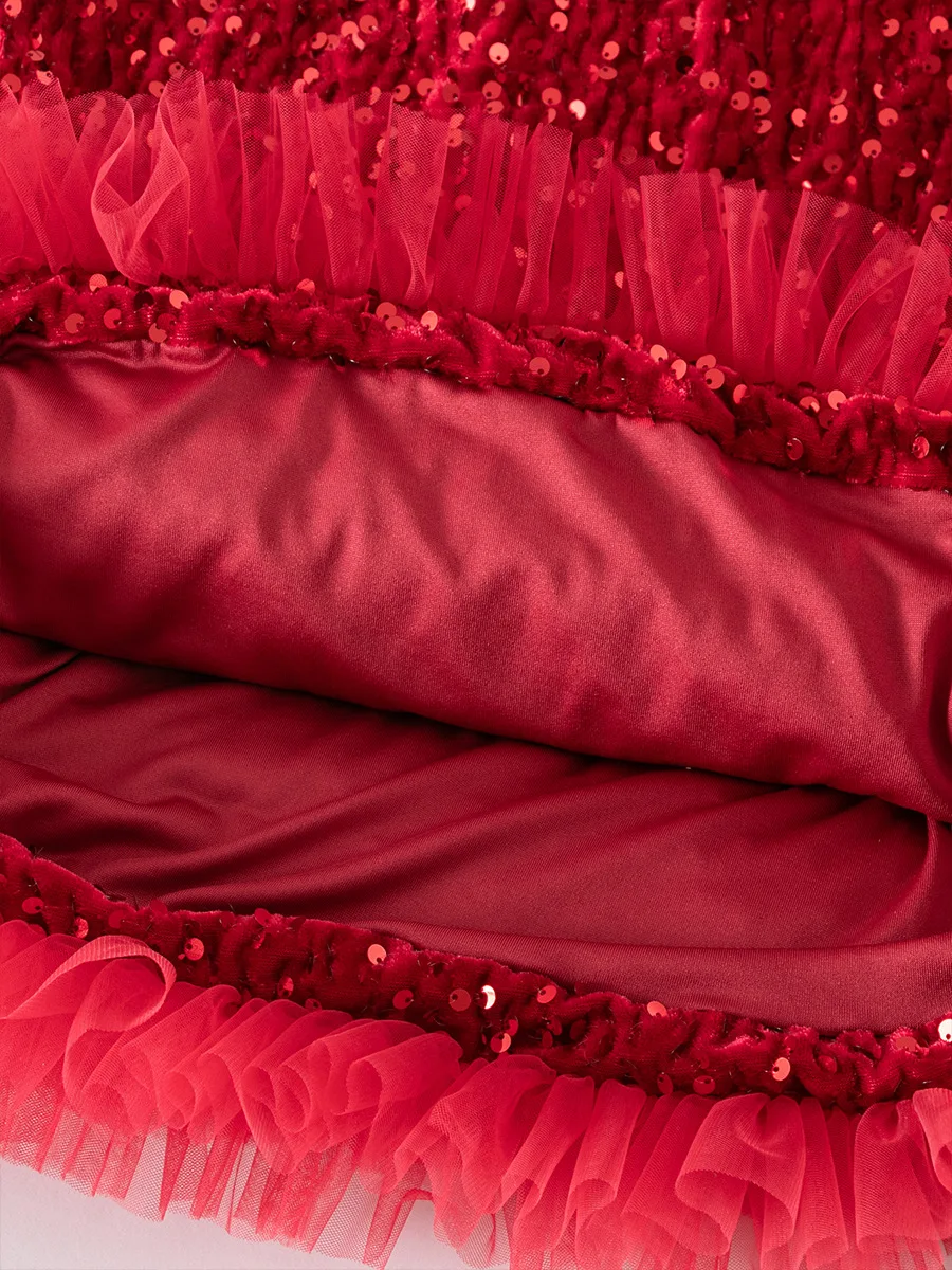 فستان بناتي مزين بالترتر للأطفال منفوش لعيد الميلاد فساتين حفلة موسيقية رسمية فستان سهرة لأزياء الفتيات الصيفية