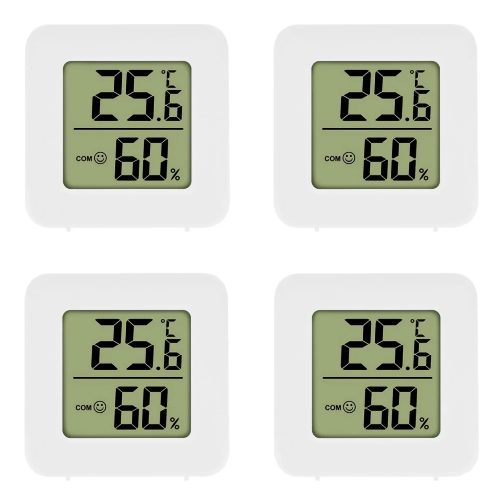 4PCS Indoor LCD Digital Thermometer Hygrometer, Electronic Temperature & Humidity Meter with Sensor for Home Weather Station