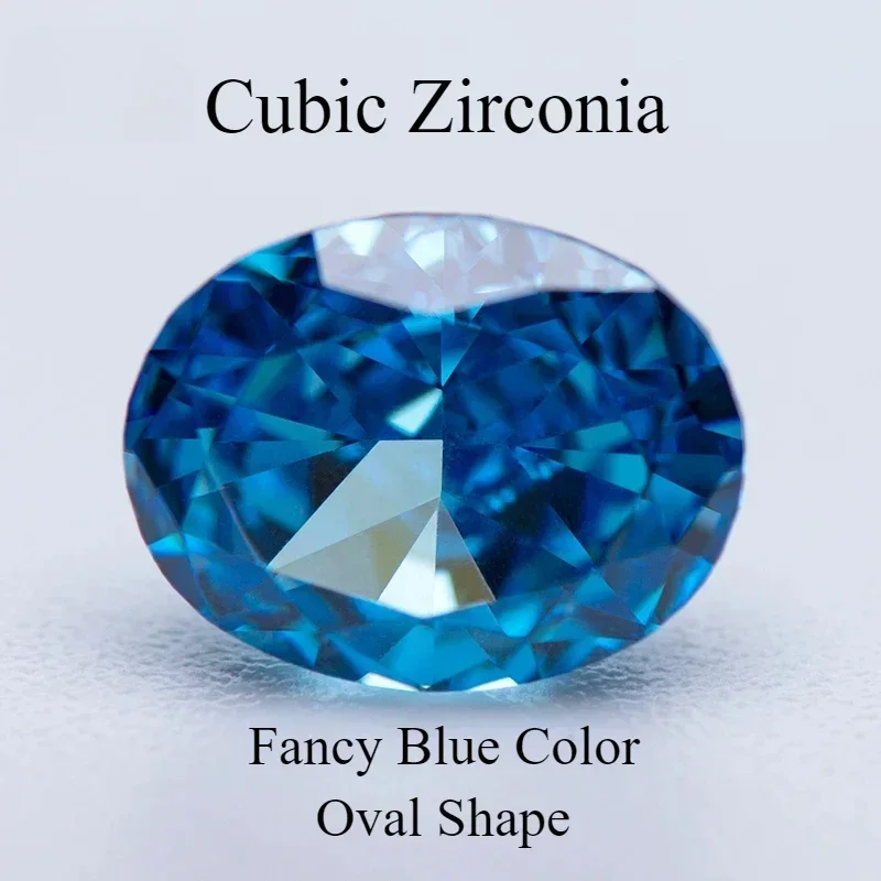 

Cubic Zirconia 4k Crushed Ice Cut Fancy Blue Color Oval Shape Lab Synthetic Cz Gemstone For Charms Women Jewelry Making Material