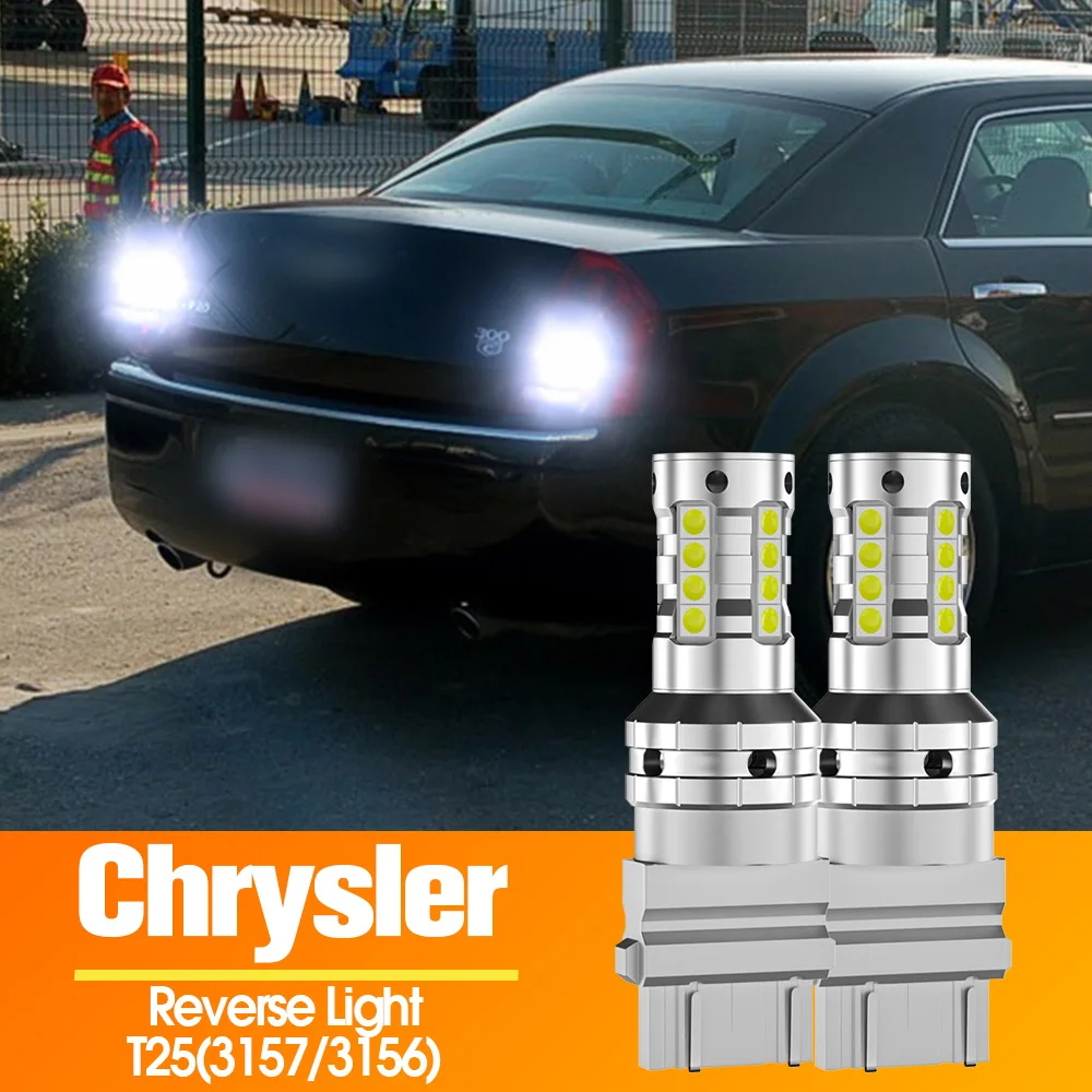 2 uds luz LED de marcha atrás Blub lámpara de respaldo Canbus sin Error 3157 3156 P27/7W T25 para Chrysler 300C 2004-2010 300M PT Cruiser Sebring