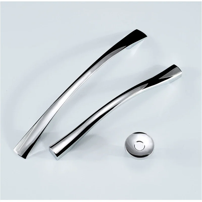 Modern Door Handles Kitchen Cabinet Handles and Knobs Bright Chrome Furniture Hardware Wardrobe Cupboard Handle Drawer Pulls