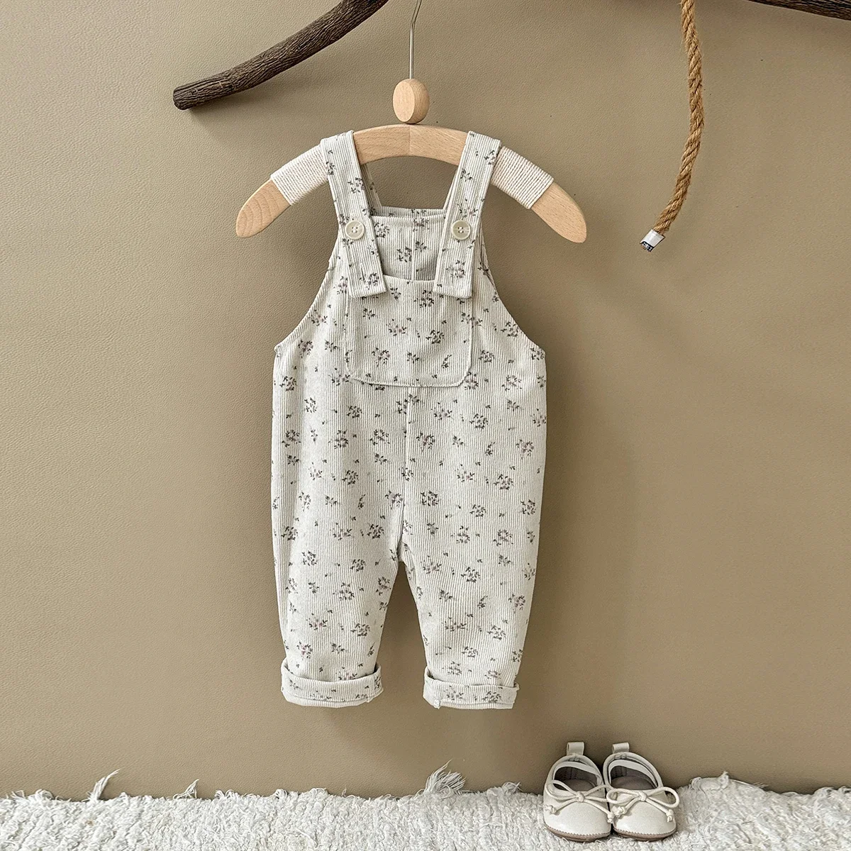 1-3 Years Baby Girl Romper Newborn Infant Sleeveless Floral Print Knit Overalls Corduroy Jumpsuit Baby Costumes