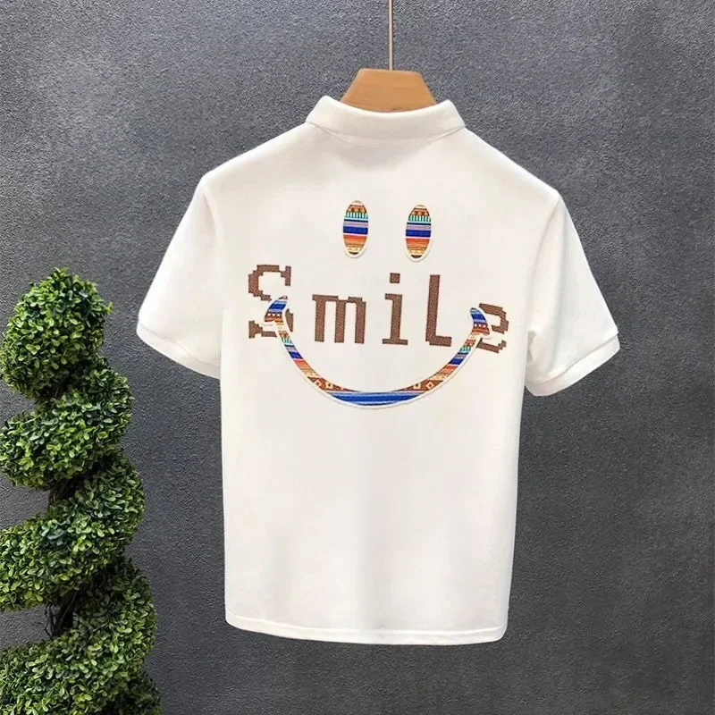 

Белая мужская футболка с воротником и принтом O Neck Black Xl Top Kpop Original Elastic Loose Оптовая дешевая одежда Мужские рубашки поло