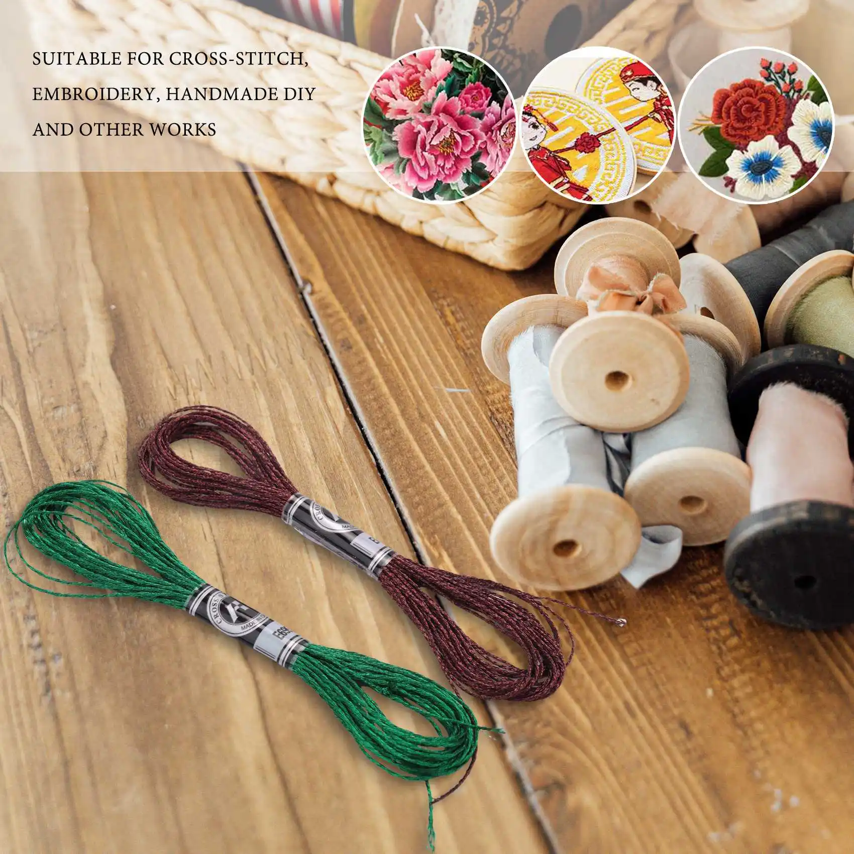 A21Q -19Pcs Metallic Embroidery Skein Threads Multi-Color Embroidery Floss Glitter Embroidery Thread Cross-Stitch Thread