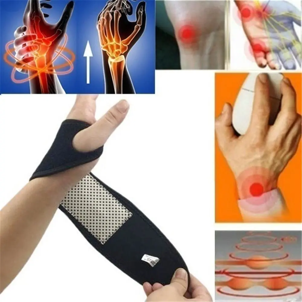 1 Pair Professional Health Care Magnetic  Wrist Brace Arthritis Pain Relief Tourmaline Self-Heating Braces Belt