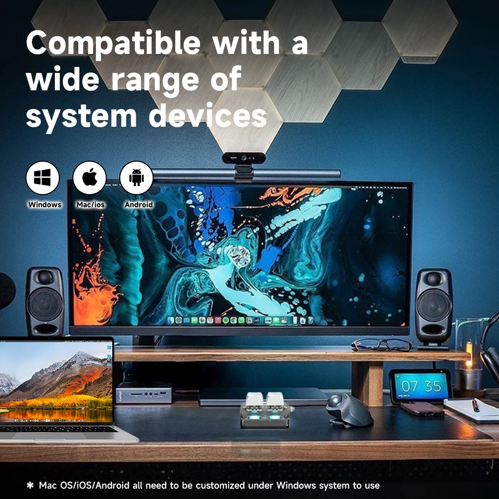 RGB 2 مفاتيح ماكرو برمجة لوحة مفاتيح صغيرة لألعاب فوتوشوب Hotswap برمجة لوحة المفاتيح نسخة لصق زر صغير Macropad