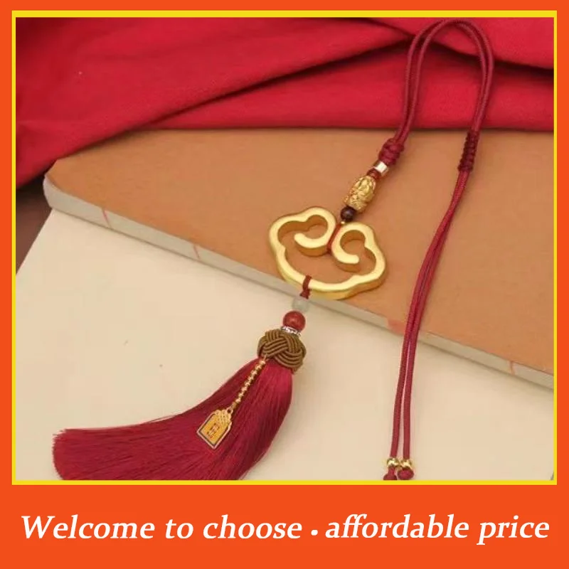 {}1pc Chinese Style Cloud Shaped Lock Tassel Hanging Ornament Car Rearview Mirror Pendant Home Hanging Decoration Festival Gifts