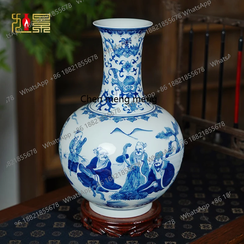 

Jingdezhen ceramic vase blue and white porcelain ornament antique home living room flower arrangement