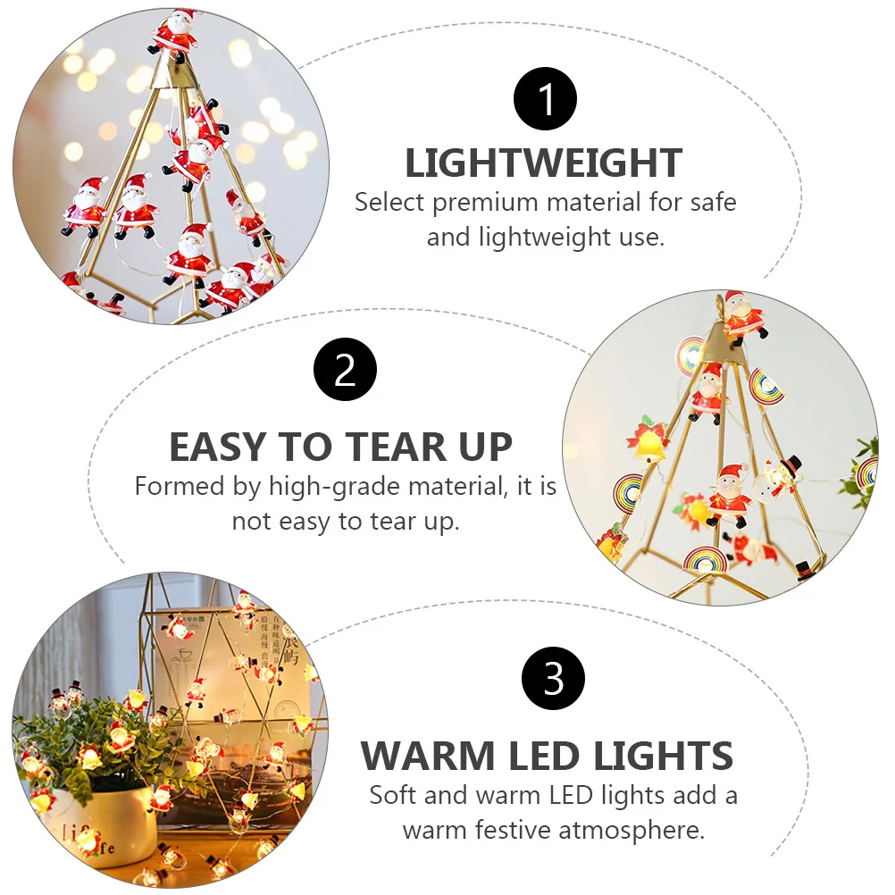 

1Pcs Hanging Christmas String Lights 30 LED Elements Decorative Soft Warm Light Xmas Party String Lights Indoor Outdoor Holiday