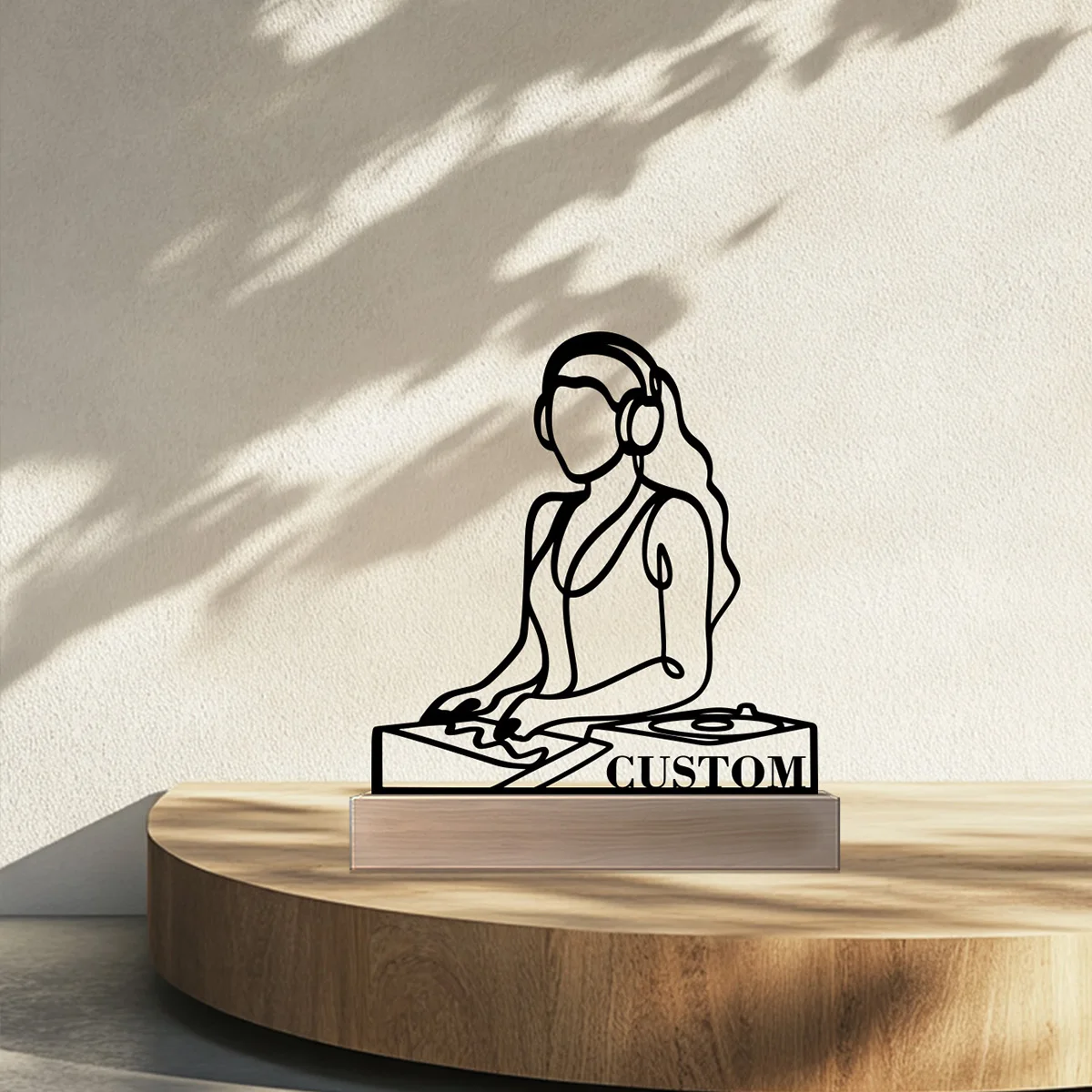 1pc nice dink singer Custom Name Metal Statue With Wood Base Iron Ornament Tin Sculpture Art Crafts With Wood Base