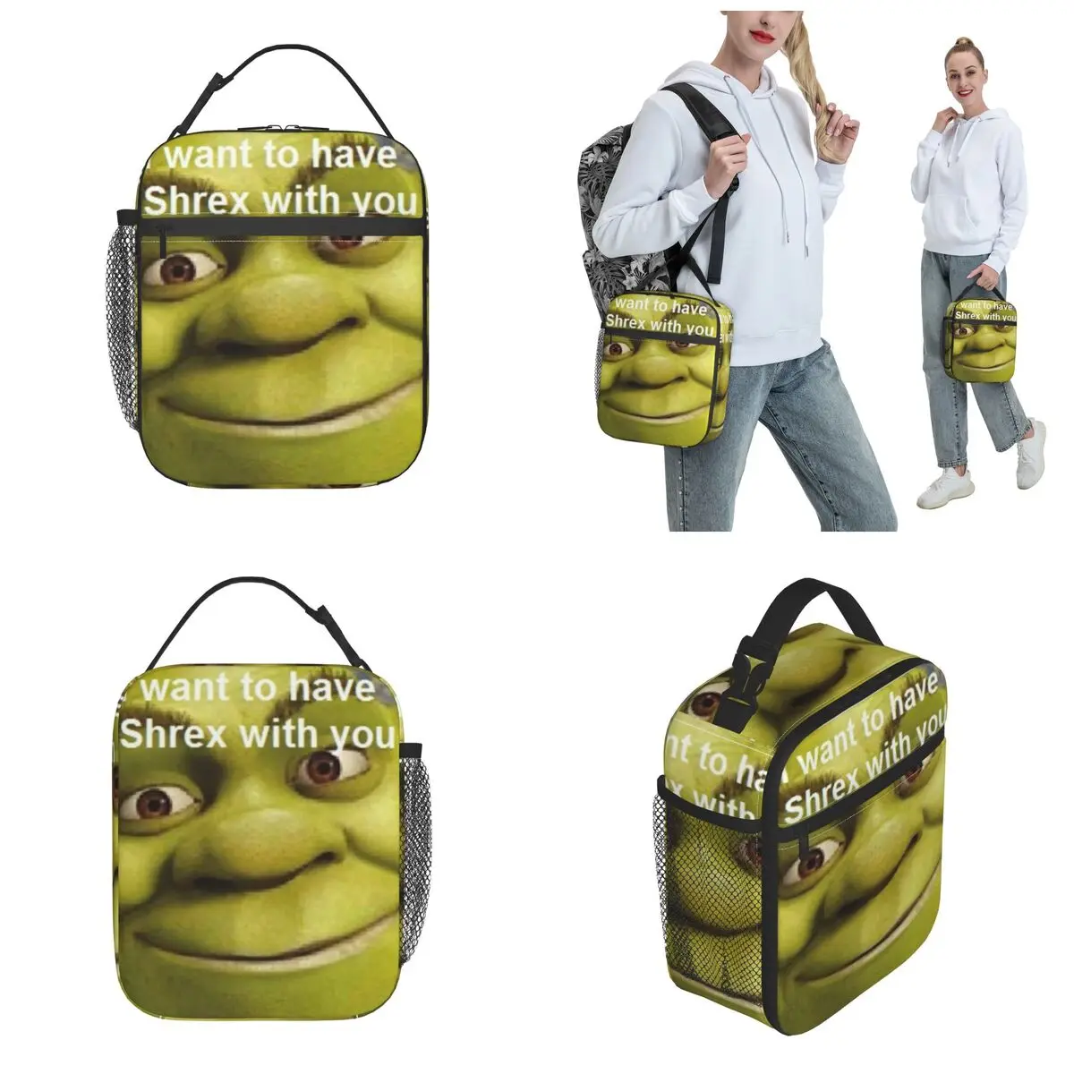 Funny Shreks Pun Thermal Insulated Lunch Bag for Work Shreks is Love Shreks is Life Portable Food Bag Cooler Thermal Lunch Boxes