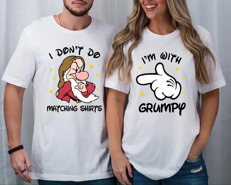 

Summer Disney Snow White and Seven Dwarfs Cotton T-shirts Couple Outfits Men's Plus Size Shirts Women's Tops Parent-child Outfit