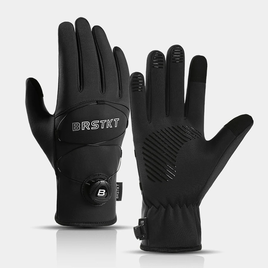 Winter-Outdoor-Fahrradhandschuhe für Herren mit rutschfestem Plüsch-Touchscreen und verlängerten warmen Reithandschuhen