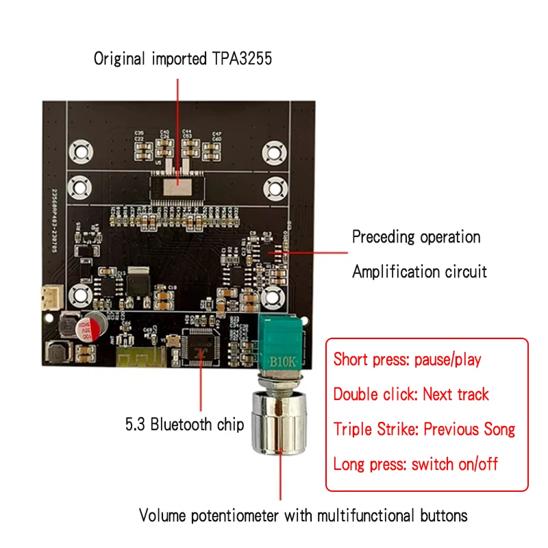 ZK-3002 TPA3255 Bluetooth 5.3 Digital Amplifier Board 300W×2 Dual Channel Audio Power Amp Module